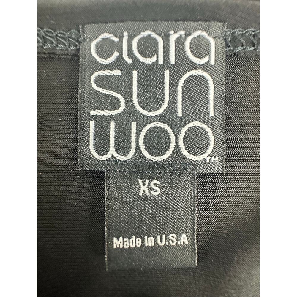 Clara Sun Woo Black Cold Shoulder Tunic Mini Dress Travel Lagenlook LBD Size XS - Picture 4 of 7